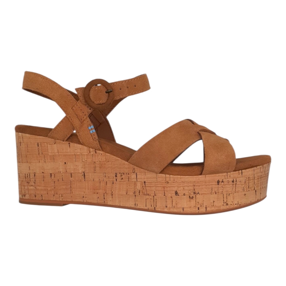 SALE! TOMS Willow Tan Suede Wedge Sandals Size 10 - Picture 9 of 9